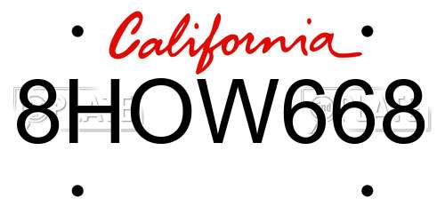 8HOW668 California License Plate