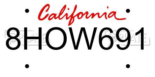 8HOW691 California License Plate