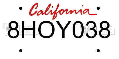 8HOY038 California License Plate