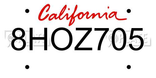 8HOZ705 California License Plate