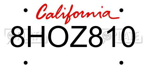 8HOZ810 California License Plate
