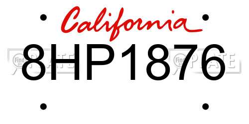 8HP1876 California License Plate