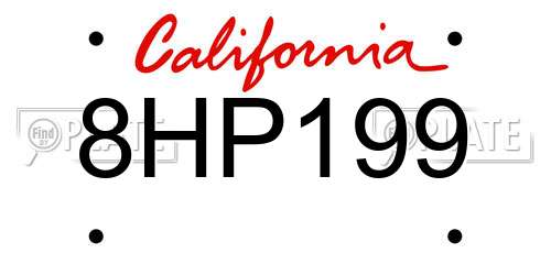 8HP199 California License Plate