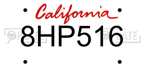 8HP516 California License Plate