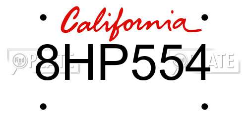 8HP554 California License Plate