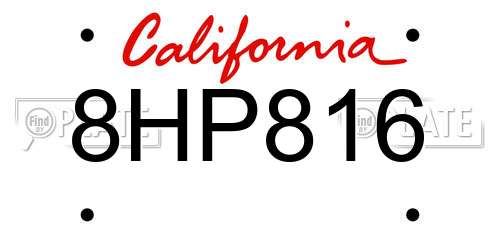 8HP816 California License Plate