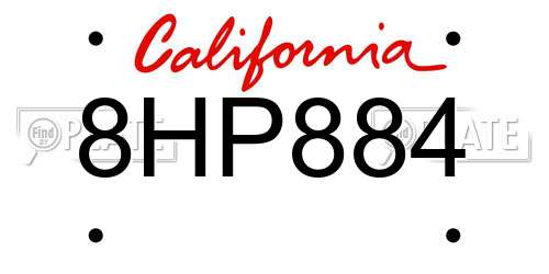 8HP884 California License Plate