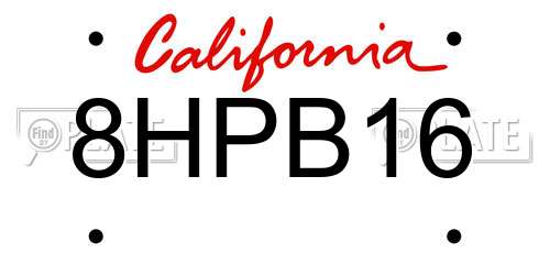 8HPB16 California License Plate