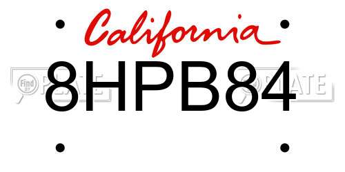 8HPB84 California License Plate