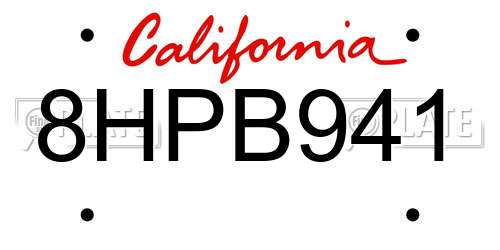 8HPB941 California License Plate