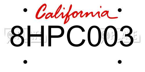 8HPC003 California License Plate
