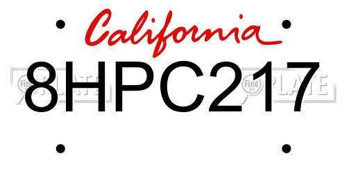 8HPC217 California License Plate
