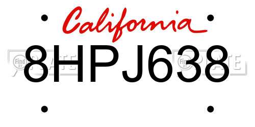 8HPJ638 California License Plate