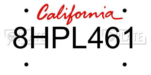 8HPL461 California License Plate