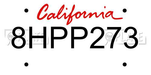 8HPP273 California License Plate