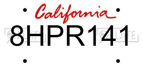 8HPR141 California License Plate
