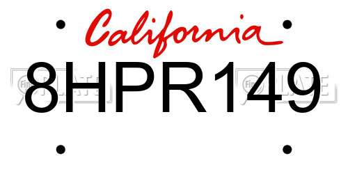 8HPR149 California License Plate