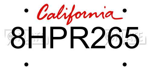 8HPR265 California License Plate