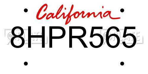 8HPR565 California License Plate