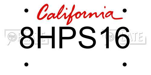 8HPS16 California License Plate