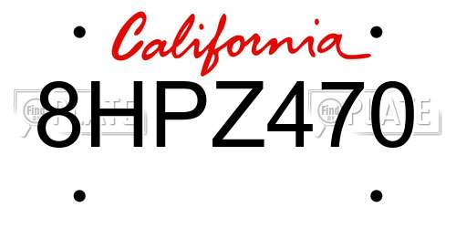 8HPZ470 California License Plate