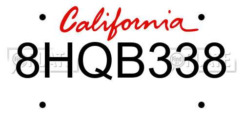 8HQB338 California License Plate
