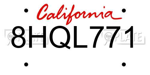 8HQL771 California License Plate