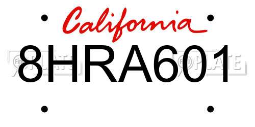 8HRA601 California License Plate