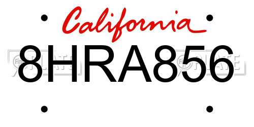 8HRA856 California License Plate