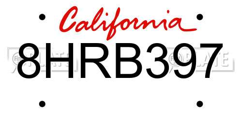 8HRB397 California License Plate