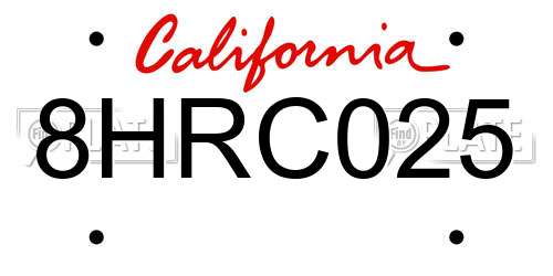 8HRC025 California License Plate
