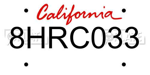 8HRC033 California License Plate
