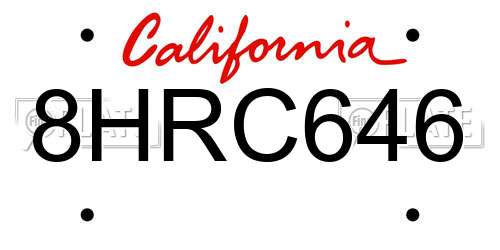 8HRC646 California License Plate