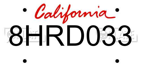 8HRD033 California License Plate