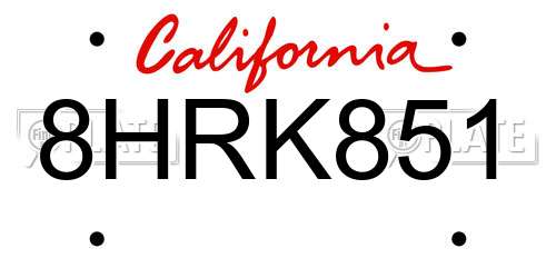 8HRK851 California License Plate