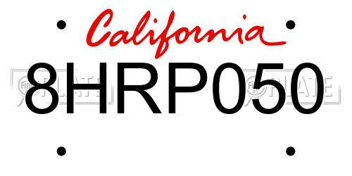 8HRP050 California License Plate