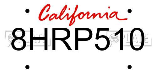 8HRP510 California License Plate