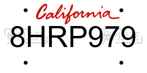8HRP979 California License Plate