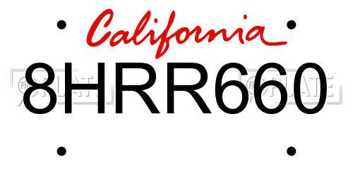 8HRR660 California License Plate