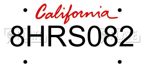 8HRS082 California License Plate