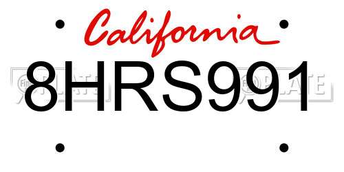 8HRS991 California License Plate