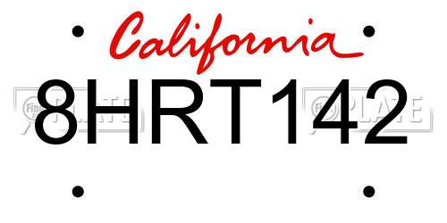 8HRT142 California License Plate