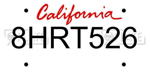 8HRT526 California License Plate