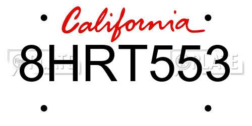 8HRT553 California License Plate