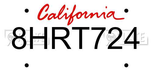8HRT724 California License Plate