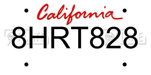 8HRT828 California License Plate