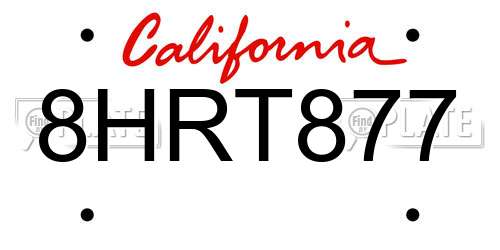 8HRT877 California License Plate