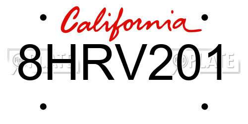 8HRV201 California License Plate