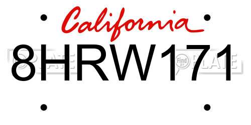 8HRW171 California License Plate