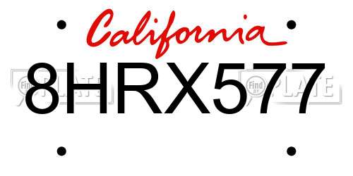 8HRX577 California License Plate